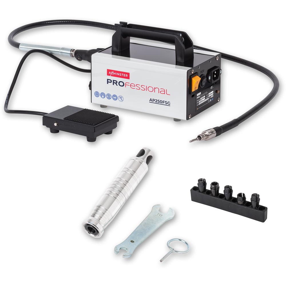 Axminster Professional Flexi Shaft Grinder & Collet Style Handpiece