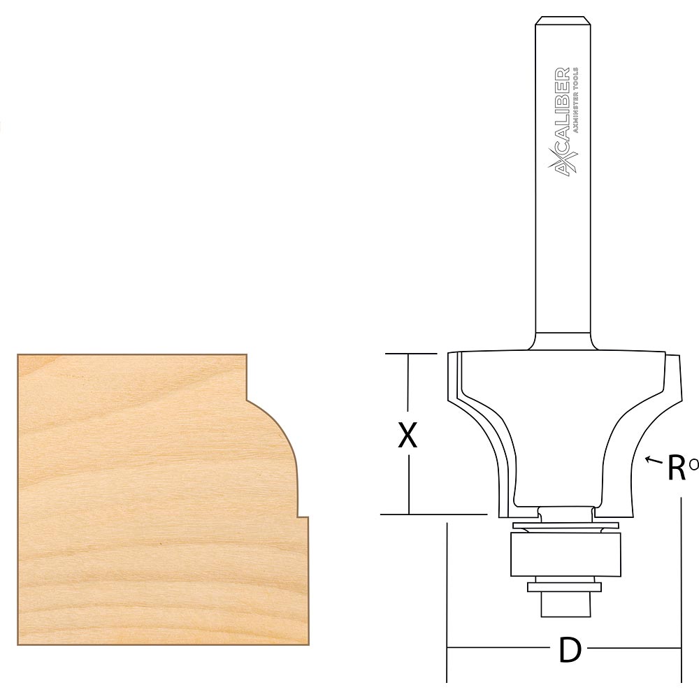 Axcaliber Sash Bar Ovolo Router Cutter (Bearing Guided)