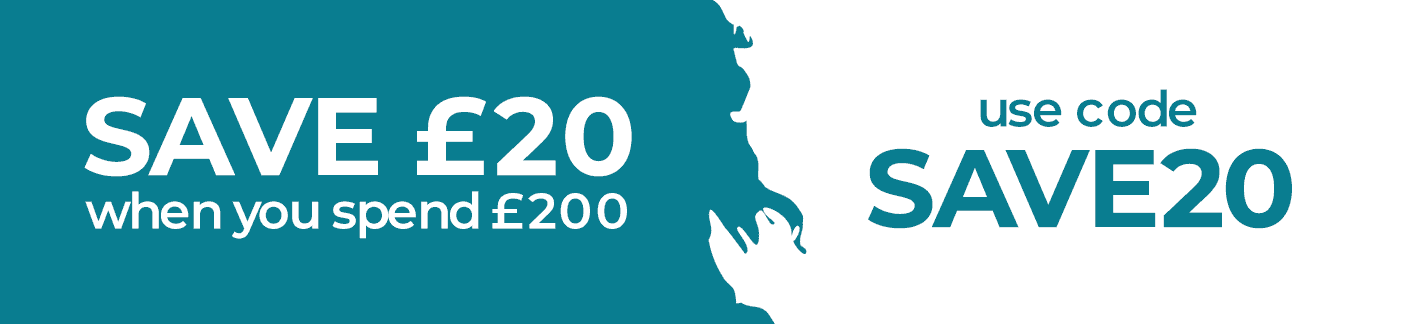 Save £20 when you spend £200 - use code: SAVE20