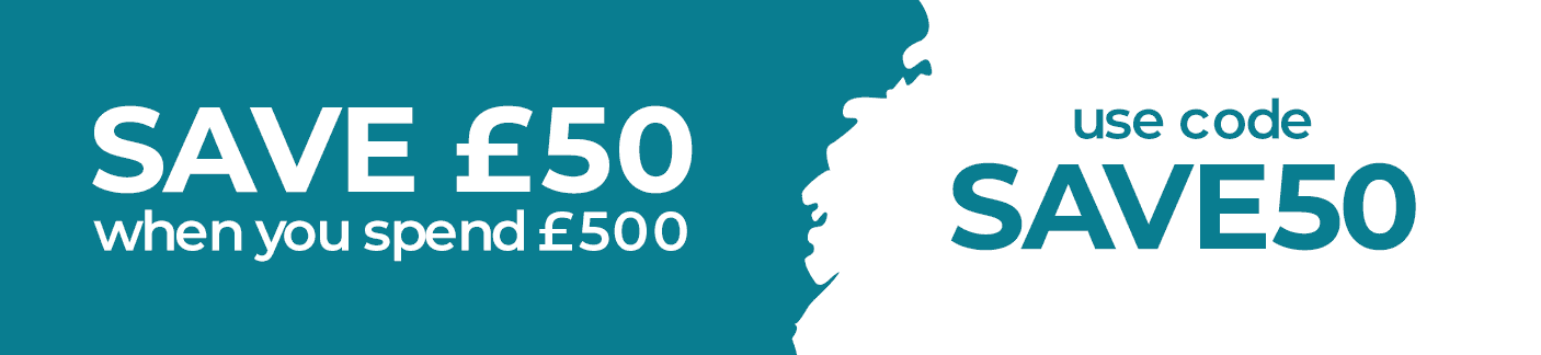 Save £50 when you spend £500 - use code: SAVE50